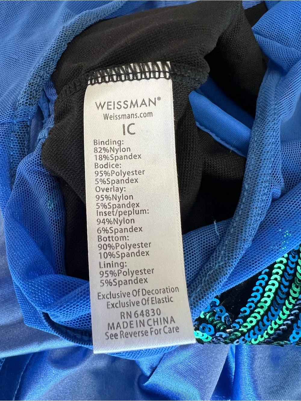 Weissman Shake The Room Blue Sequin Velvet Dance Biketard IC 10875